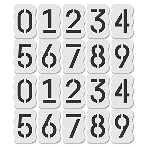 Curb Stencil Kit for Address Painting All Numbers - 14 Mil Mylar Plastic -4" Tall Numbers 2 of Each- -Classic Stencil Font  plus Curb Frame-