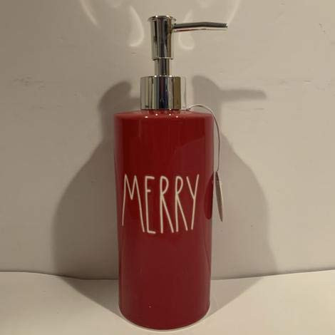 Rae Dunn MERRY Soap Dispenser - allside red ceramic