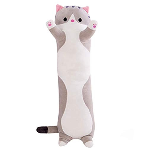 XINGQUAN Cute Plush Cats Doll Soft Stuffed Plush Toy Kitten Long Throw Pillow Doll Toy Gift for Kids Girlfriend -Gray19.6 inches-