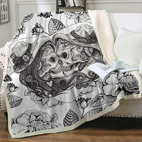 Sleepwish Retro Skull Blanket Vintage Skull Throw Blankets Black and White Couple Skull Sherpa Plush Blanket Adults Women Men Soft Fleece Blanket for Couch Sofa Bed -50" x 60"- Sleepwish Retro Skull Blanket Vintage Skull Throw Blankets Black and White Couple Skull Sherpa Plush Blanket Adults Women Men Soft Fleece Blanket for Couch Sofa Bed -50" x 60"-