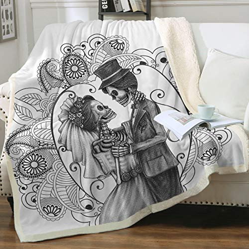 Sleepwish Sherpa Fleece Blanket Vintage Mandala Couple Skull Plush Throw Blanket Fuzzy Soft Blanket Gothic Skeleton Blankets and Throws for Bed Couch Chair Throw -50" X 60"- Sleepwish Sherpa Fleece Blanket Vintage Mandala Couple Skull Plush Throw Blanket Fuzzy Soft Blanket Gothic Skeleton Blankets and Throws for Bed Couch Chair Throw -50" X 60"-