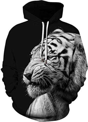 Sportides Unisex Boy Girl Realistic 3D Digital Print Pullover Hoodie Hooded Fleece Sweatshirt LBH013 Black M