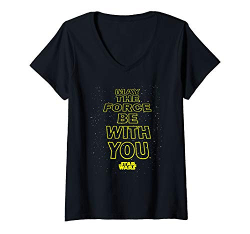 Womens Star Wars May The Force Be With You Quote V-Neck T-Shirt