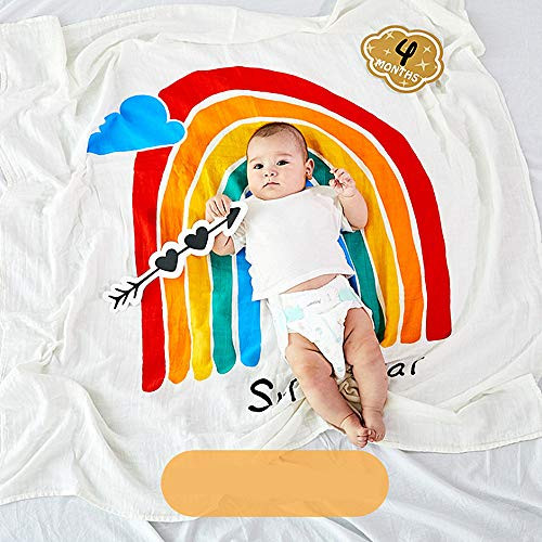 Poowe Baby Swaddle BlanketRainbow Unisex Swaddle Wrap Soft Silky Bamboo Muslin Swaddle Blankets Neutral Receiving Blanket for Boys and Girls 47 x 47 inches
