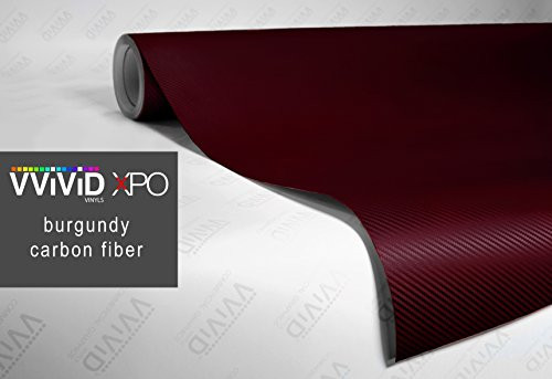 VViViD XPO Burgundy Dry Carbon Fiber Vinyl Wrap Roll with Air Release Technology -3ft x 5ft-
