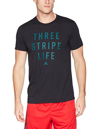 adidas Men's Athletics 3 Stripe Life Stitch Tee, Black, Large