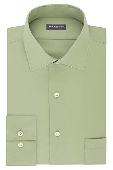 Van Heusen Men's Dress Shirt Flex Regular Fit Solid Chicory 15" Neck 32"-33" Sleeve -Medium-