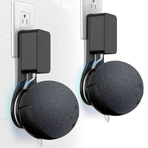 HomeMount Dot4 Generation Wall Mount - All New 4th Gen Outlet Holder Space-Saving Accessories Built-in Cable Management Shelf -2Pack Black-