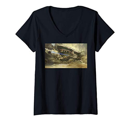 Womens Star Wars- The Mandalorian Krayt Dragon Concept Art Panel V-Neck T-Shirt