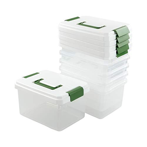 Kiddream Plastic Storage Bins with Lids 4.5 Liter Clear Latch Boxes Set of 6