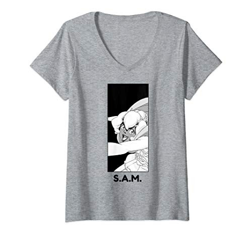 Womens Cannon Busters Sam Portrait Panel Black Text V-Neck T-Shirt