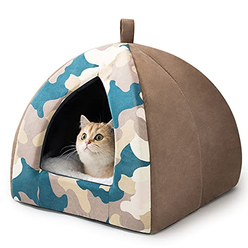 HIPIPET Kitten Bed Cat Cave Bed for Cats  and  Dogs 16 Inches Kitty Bed Hut with Removable Washable Cushioned Pillow Indoor Pet Cat Condos