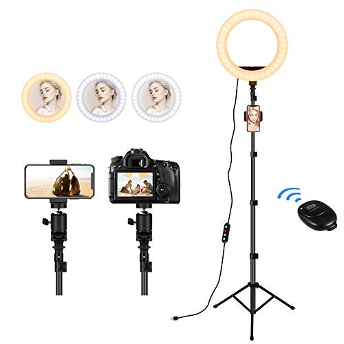 Ring Light with Stand and Phone Holder 30 Dimmable Ring Lamp 10" Selfie Ring Light with Tripod Stand for Live Streaming-Video-Vlog-Makeup-YouTube-TIKTok in Photography Compatible with Smart Phone
