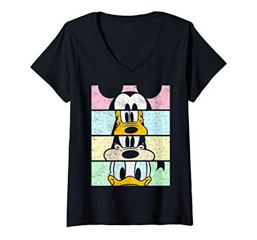 Womens Disney Mickey And Friends Group Comic Panels V-Neck T-Shirt Womens Disney Mickey And Friends Group Comic Panels V-Neck T-Shirt