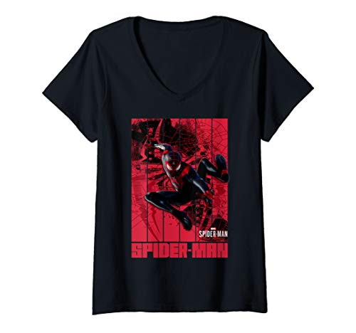 Womens Marvel Spider-Man- Miles Morales Panels V-Neck T-Shirt