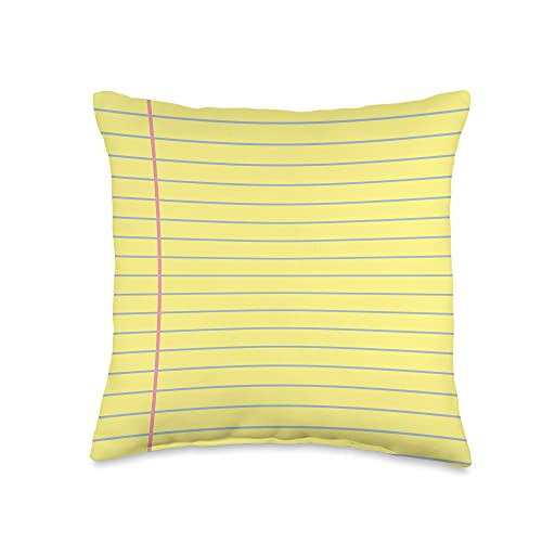 Simply Chic Totes and Pillows Lined Paper Yellow Notebook Writers Student Author Throw Pillow 16x16 Multicolor
