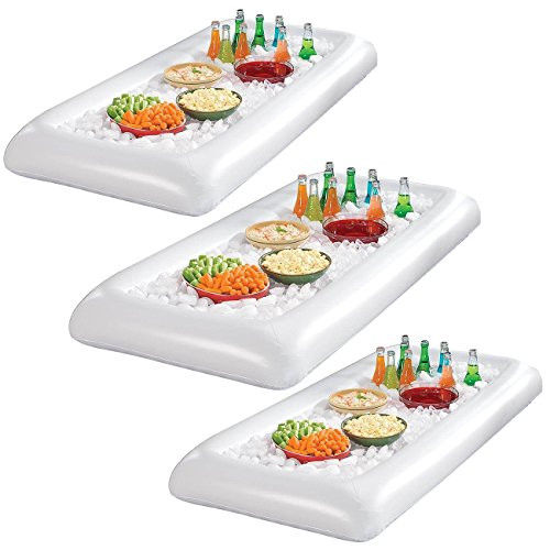 Sorbus Inflatable Serving Bar Salad with Drain Plug Ice Tray Food Drink Containers - BBQ Picnic Pool Party Supplies Buffet Luau Cooler (3 Salad Bars)