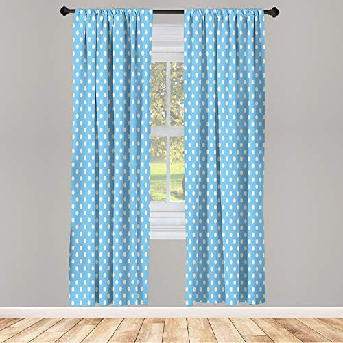 Ambesonne Polka Dots Window Curtains Tiny Little Retro Circles Vintage Style Geometric Round Motifs Composition Lightweight Decorative Panels Set of 2 and Rod Pocket 56" x 84" Pale Sky