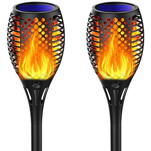 Marlrin Upgraded Solar Torch Lights Waterproof Flickering Flames Solar Lights Outdoor Landscape Lighting Dusk to Dawn Auto On-Off Security Light for Garden Pathway Patio Deck Yard Driveway -2 Pack-