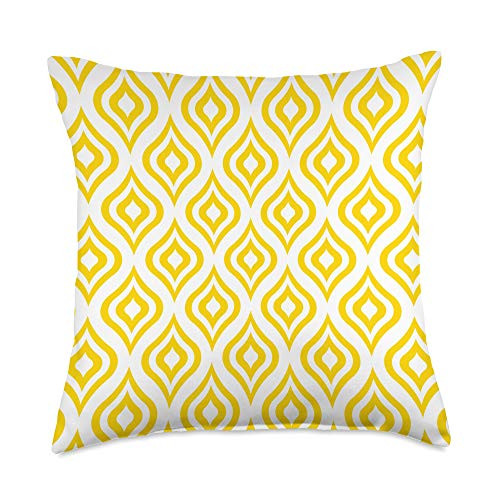 AFU Decorative Throw Pillows Yellow Moroccan Ogee Trellis Home Decorative Throw Pillow 18x18 Multicolor