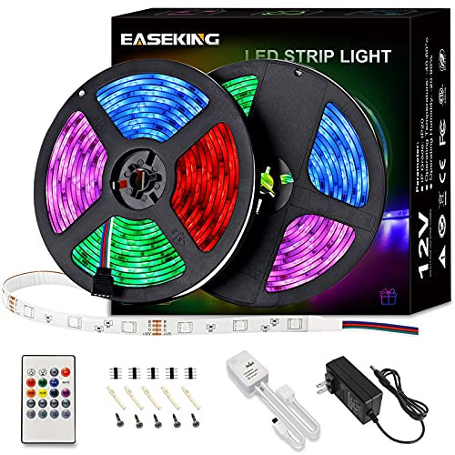 Easeking 40ft Led Strip Lights RGB LED Lights for Bedroom 360 LEDs 5050 Music Sync Color Changing with 40keys Remote Control Decoration for Bedroom Home TV Party