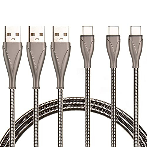 CGCWW USB Type C Cables 3Pack -3-6-6FT- USB A to USB C Cables Metal Braided Cable Cord Data Transfer Cable with Multi Charging Compatible with Samsung Galaxy and Most Type C Devices