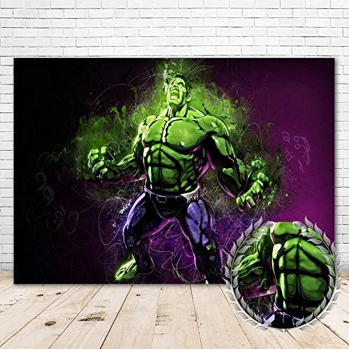 YR Hulk Backdrop for Boys Birthday Party 7x5 Vinyl Photo Background Avengers Great Hulk Backdrops for Kids Quarantine Party Super Hero Smashed Wall Backdrops for Decor