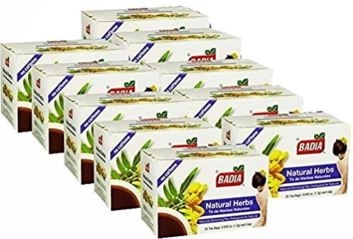 Badia Natural Herbs Tea Bags, 25-Count (Pack of 10)