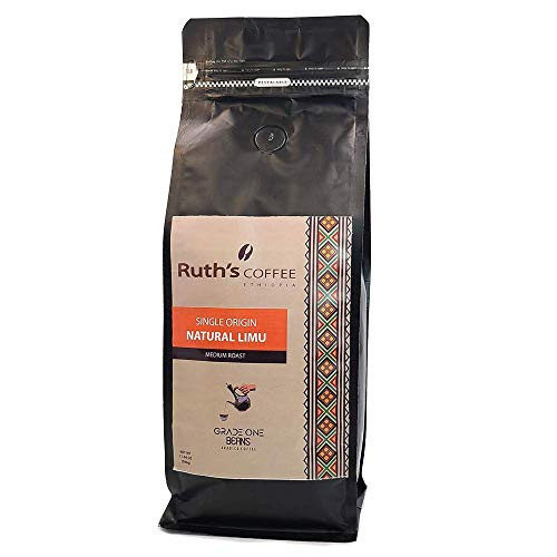Ruths LIMU Whole Bean Coffee Single Origin Natural Coffee Medium Roast Whole Bean Ethiopian Coffee Grade 1 Specialty Coffee whole beans from Hand-Picked Natural Beans 17.64oz - 500g Ruths LIMU Whole Bean Coffee Single Origin Natural Coffee Medium Roast Whole Bean Ethiopian Coffee Grade 1 Specialty Coffee whole beans from Hand-Picked Natural Beans 17.64oz - 500g