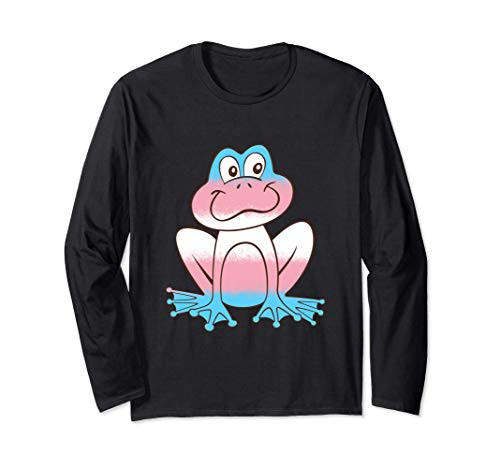 Trans Frog Spray Paint Art Cute LGBTQ Graphic Long Sleeve T-Shirt