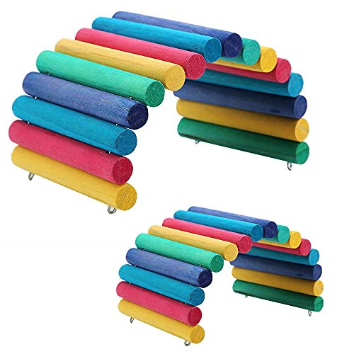 Fung Wooden Ladder Bridge Hamster Ladder Bridge Small Animal Chew Toy Small Animals Cage Ladder for Guinea Pig Chinchilla Ferret Reptile-S and M-
