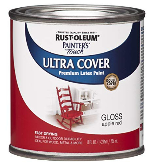 Rust-Oleum 1966730-6PK Painter's Touch Latex Paint Half Pint Gloss Apple Red 6 Pack