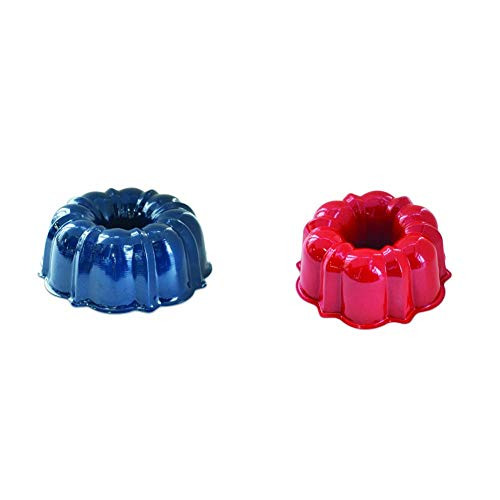 Nordic Ware Formed Bundt Pan 12-Cup Navy  and  Bundt Pan Formed 3-Cup Red
