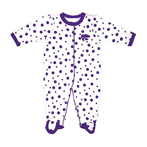 Two Feet Ahead NCAA Kansas State Wildcats Infant Polka Dot Footed Creeper Dress Preemie Purple
