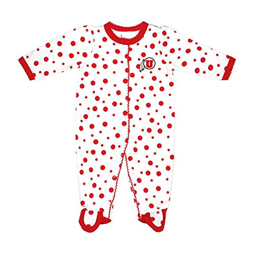 Two Feet Ahead NCAA Utah Utes Infant Polka Dot Footed Creeper Dress 6 Months Red