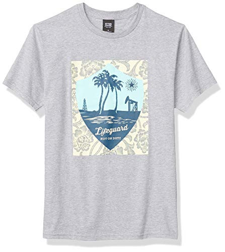 Obey Men's Basic SS Lifeguard NOT ON Duty TEE HEATHERGREY Small