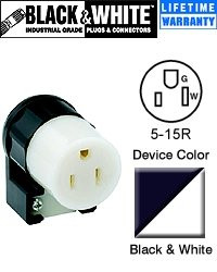 Leviton 5269-CA 5-15R Angle Connector Industrial - Black-White
