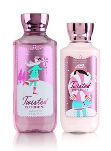Bath and Body Works Twisted Peppermint Shower Gel -10 fl oz- and Body Lotion -8 fl oz- Signature Collection -Set of 2-