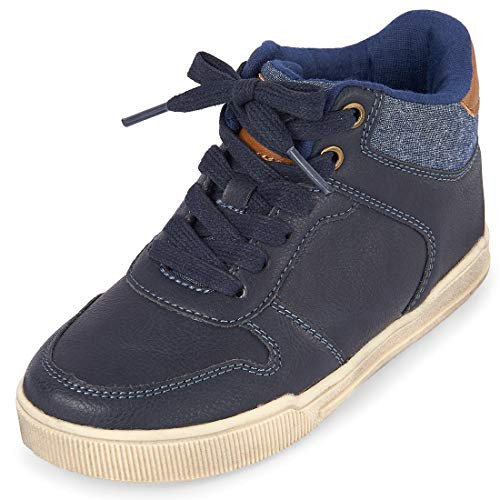 The Children's Place Boy's High Top Sneaker Navy Youth 3 Regular US Little Kid