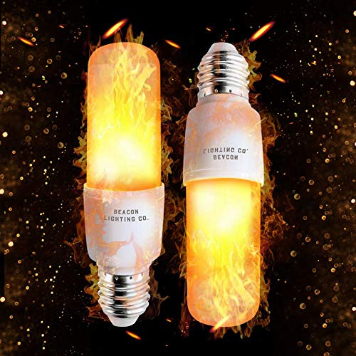 LED Flame Effect Light Bulbs, Nashone E26 Fire Flickering Light Bulb 99pcs 2835 LED Beads Vintage Flaming Bulb Simulated Decorative Light Atmosphere Lighting for Home(2Pack)