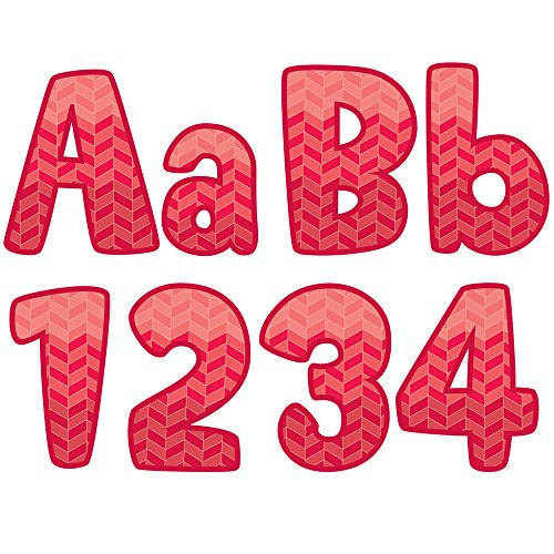 Creative Teaching Press Ombre Poppy Red Herringbone 4" Designer Letters -0280- Red-White