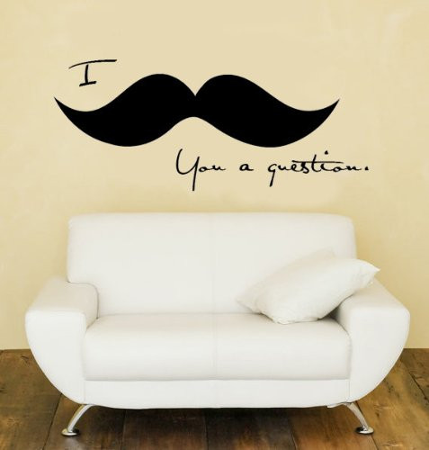Imprinted Designs I Mustache You a Question Cute and Funny Vinyl Wall Decal Sticker Art