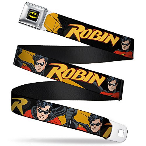 Buckle-Down Seatbelt Belt - ROBIN Red-Black Poses Black - 1.0" Wide - 20-36 Inches in Length