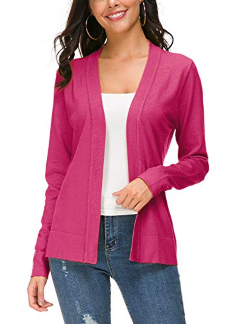 Urban CoCo Women's Long Sleeve Open Front Knit Cardigan Sweater -M Rose-