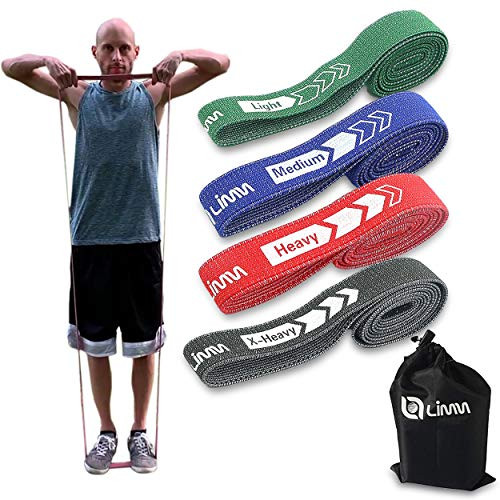 Limm Long Resistance Bands Fabric Band - Pull Up Bands for Working Out - Workout Bands Resistance for Women and Men - Pull Up Assistance Bands for Strength Training Home Workouts -Set of 4-
