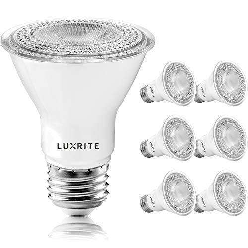 Luxrite 6 Pack PAR20 LED Bulbs 50W Equivalent 2700K Warm White Dimmable LED Spotlight Bulb Indoor Outdoor 7W 500 Lumens Wet Rated E26 Standard Base UL Listed