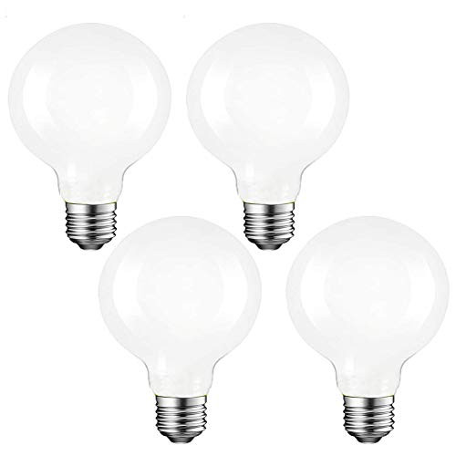 Lxcom Lighting G25 LED Globe Bulb 9W LED Frosted Glass Vanity Bulbs 80W Equivalent Warm White 3000K Vanity LED G80 Round Light Bulb E26 Base for Bathroom Dressing Room Makeup Mirror AC110V-4 Pack-