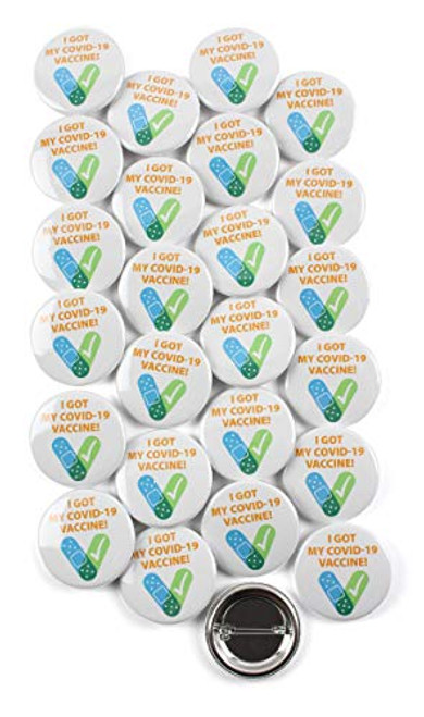 I Got My Covid-19 Vaccine Recipient Notification White CDC Encouraged Public Health Pinback Button Badges 1.5 Inch Round - 25 Pack I Got My Covid-19 Vaccine Recipient Notification White CDC Encouraged Public Health Pinback Button Badges 1.5 Inch Round - 25 Pack