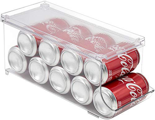 Sorbus Soda Can Organizer and Canned Food Bin Stackable Dispenser with Lid for Refrigerator Pantry Freezer  Holds 9 Cans BPA-Free Clear Design -1-Pack-