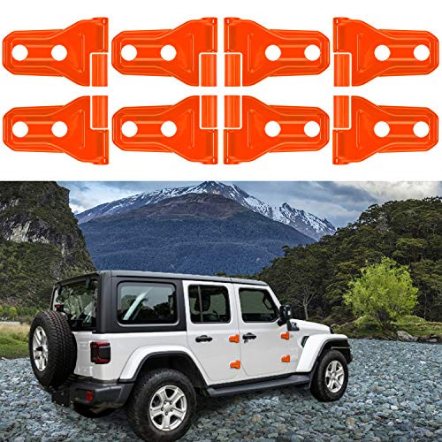 Door Hinge Trim Cover Exterior Accessories Fit for 2018 2019 2020 2021 Jeep Wrangler JL JLU  and  Gladiator JT -Orange-